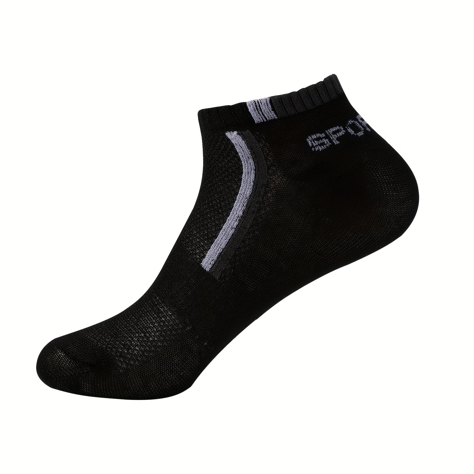 5pcs Men's Summer Thin Ankle Socks - Breathable Mesh, Sweat-Wicking, Low-Cut Athletic & Casual Socks in Black, Blue, White, Gray, Maroon with \