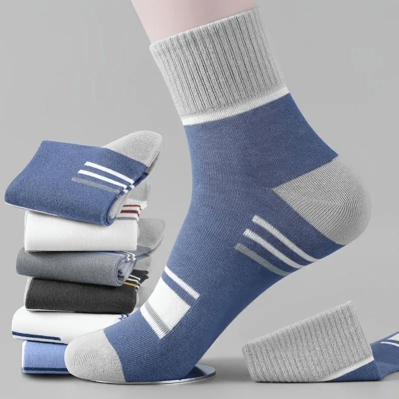 Men's Socks Mid-Calf Spring and Autumn Models Four Seasons Color-Matching Long Socks Trendy Sports Men's Socks