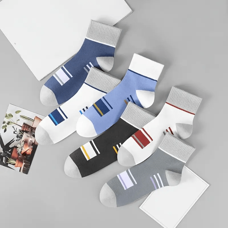 Men's Socks Mid-Calf Spring and Autumn Models Four Seasons Color-Matching Long Socks Trendy Sports Men's Socks