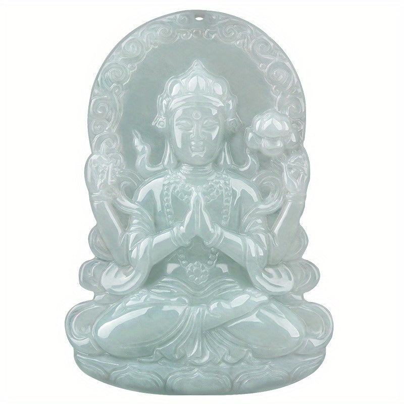Elegant Four-Armed Avalokiteshvara Pendant with Natural Stone And Handcrafted Beaded Necklace - Suitable for Men And Women