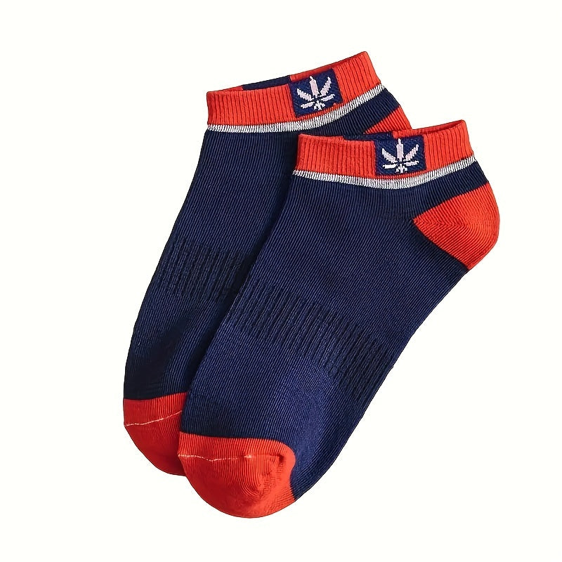 10 Pairs Of Men's Trendy Colour Block Liner Socks, Anti Odor Comfy Breathable Casual Soft & Elastic Socks, Spring & Summer