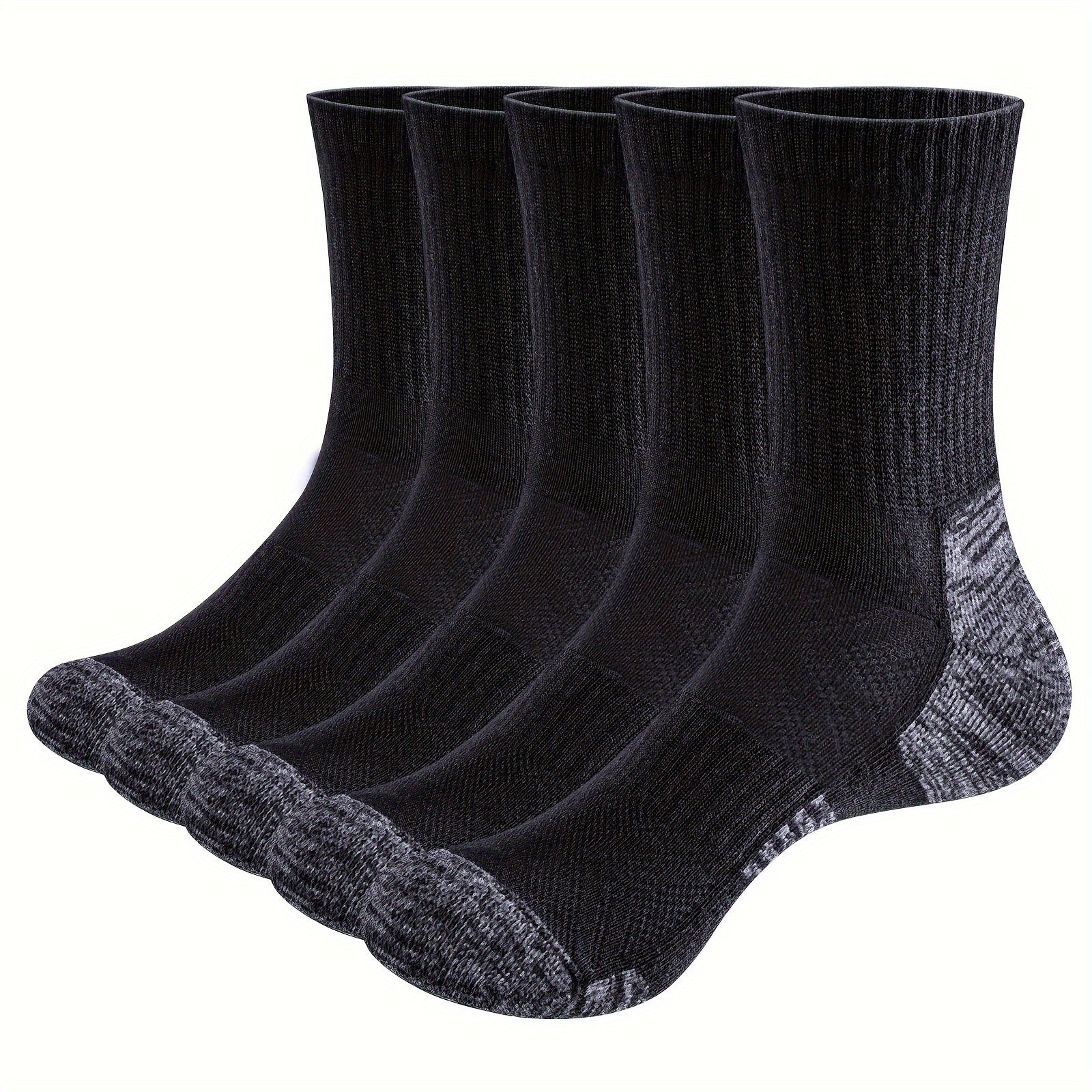 5 Pairs YUEDGE Mens Cushioned Crew Socks Performance Moisture Wicking Training Athletic Socks For Men 6-13