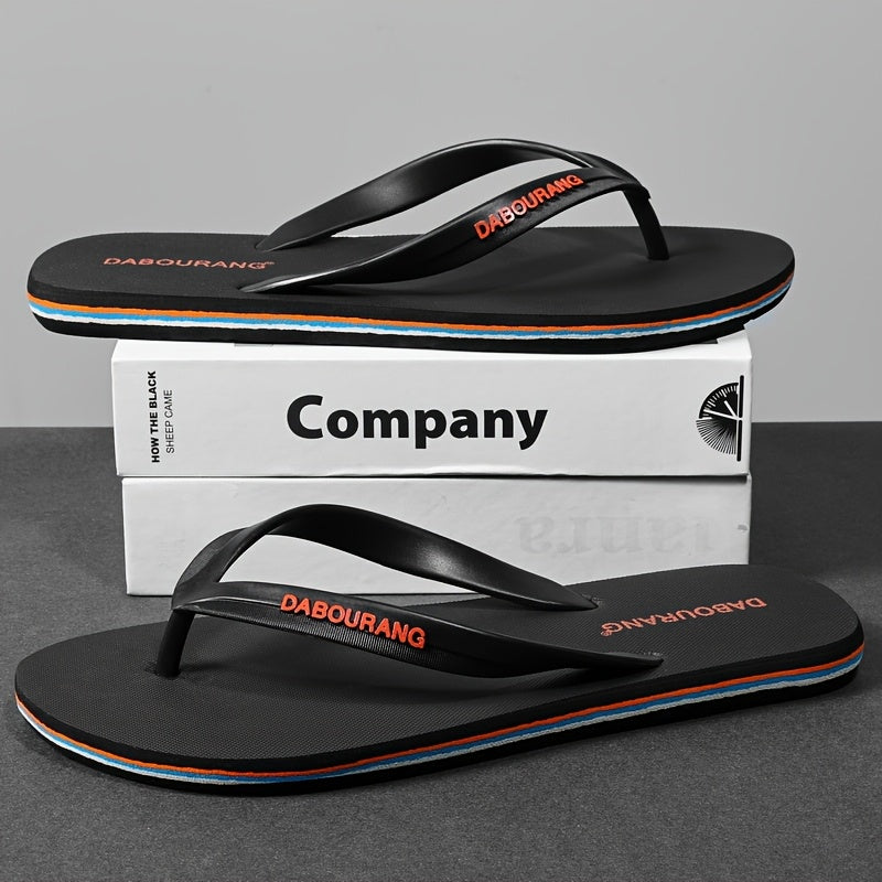 1 Pair DABOURANG Men'S Flip Flops - Classic Casual Fashion Slides, Solid Color, Rubber Sole, Non-Slip, Comfortable Beach Sandals for Outdoor Daily Wear, All-Season Slip-On Footwear