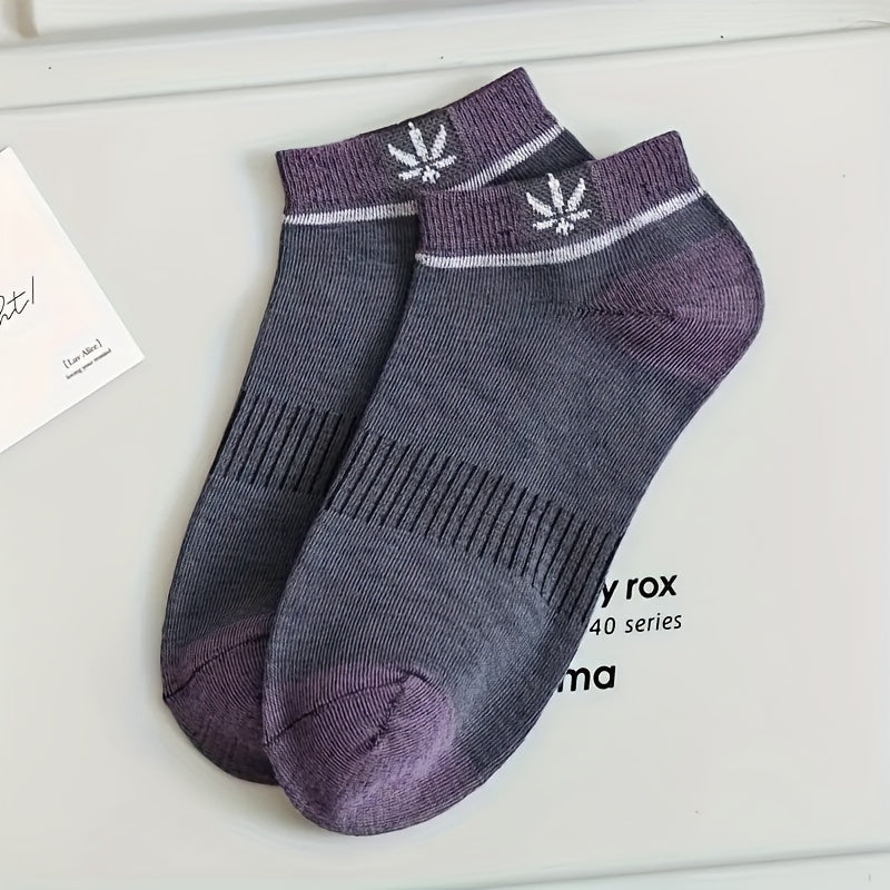10 Pairs Of Men's Trendy Colour Block Liner Socks, Anti Odor Comfy Breathable Casual Soft & Elastic Socks, Spring & Summer