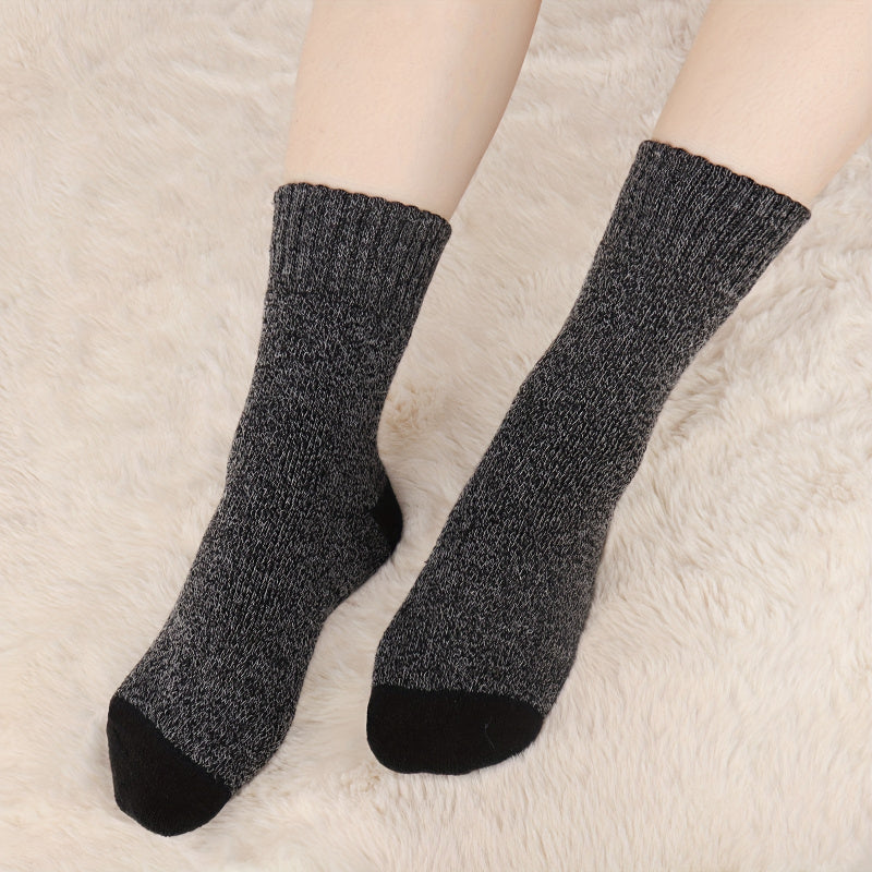 5pcs Cozy Thermal Socks for Men & Women - Warm, Thick Winter Crew Socks with High Elasticity, Soft Knit Fabric - Perfect for Hiking, Fishing & Christmas Gifts