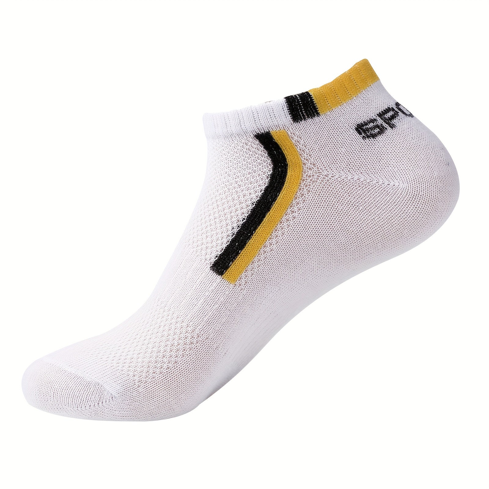 5pcs Men's Summer Thin Ankle Socks - Breathable Mesh, Sweat-Wicking, Low-Cut Athletic & Casual Socks in Black, Blue, White, Gray, Maroon with \