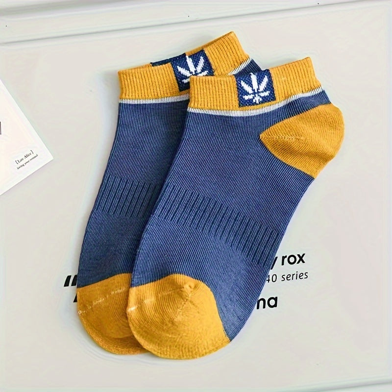 10 Pairs Of Men's Trendy Colour Block Liner Socks, Anti Odor Comfy Breathable Casual Soft & Elastic Socks, Spring & Summer