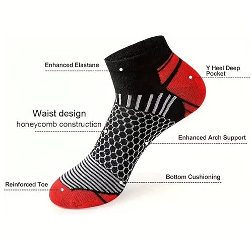 10-Pack Men'S Ankle Socks, Color Block, Moisture-Wicking Breathable, Comfortable Casual Sports Socks, Knit Polyester (88%) Elastane (12%), Hand Wash\u002FDry Clean