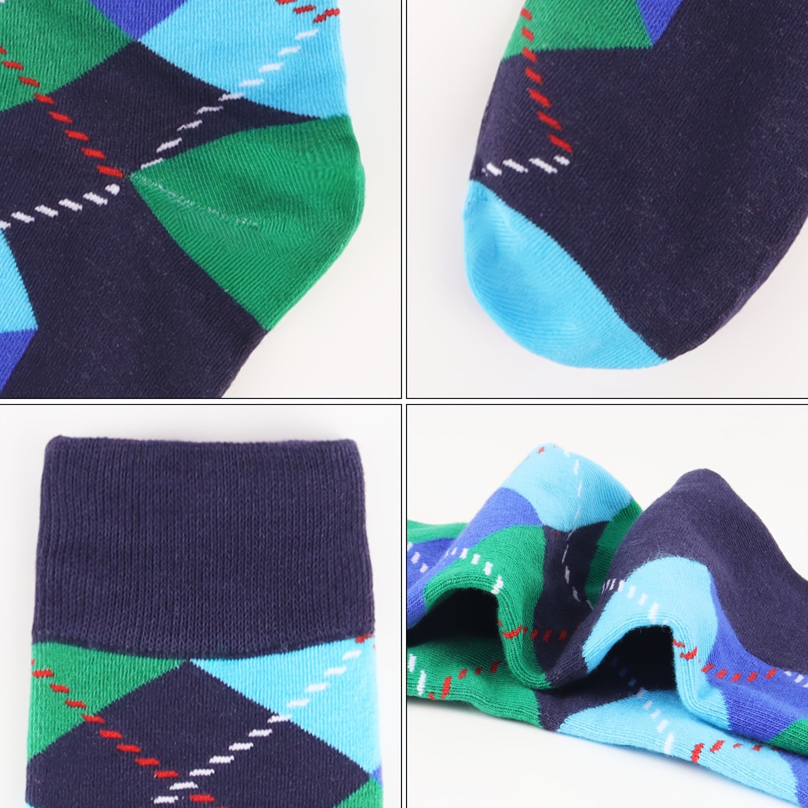 12pcs Nujoyco Fun Geometric Crew Socks for Men & Women - Colorful Striped, Polka Dot & Diamond Patterns - Soft, Breathable Polyester Blend - Ideal Gift for Dad, Grandpa, Husband, Uncle - Fits US 7-13, Machine Washable, Cute Socks