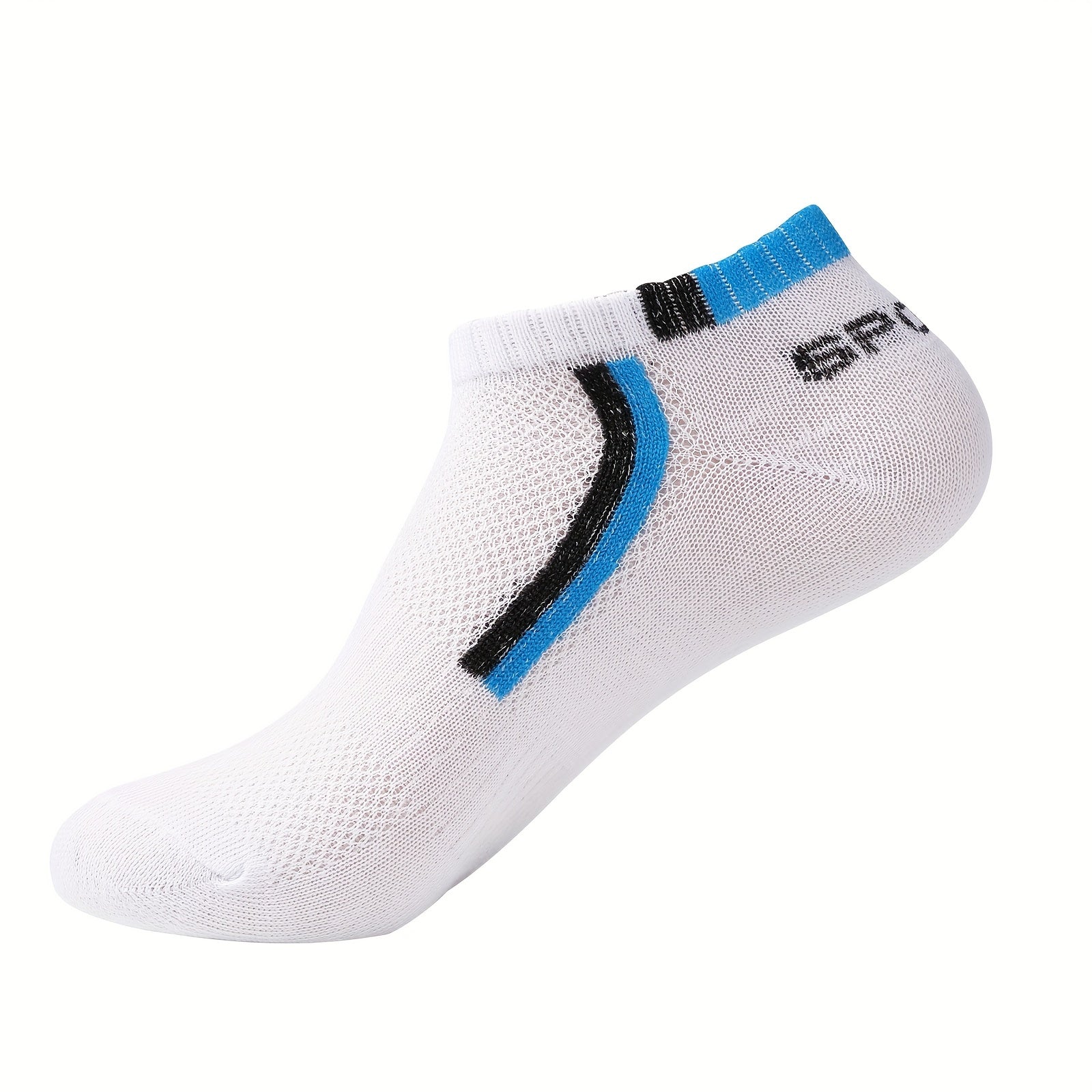 5pcs Men's Summer Thin Ankle Socks - Breathable Mesh, Sweat-Wicking, Low-Cut Athletic & Casual Socks in Black, Blue, White, Gray, Maroon with \