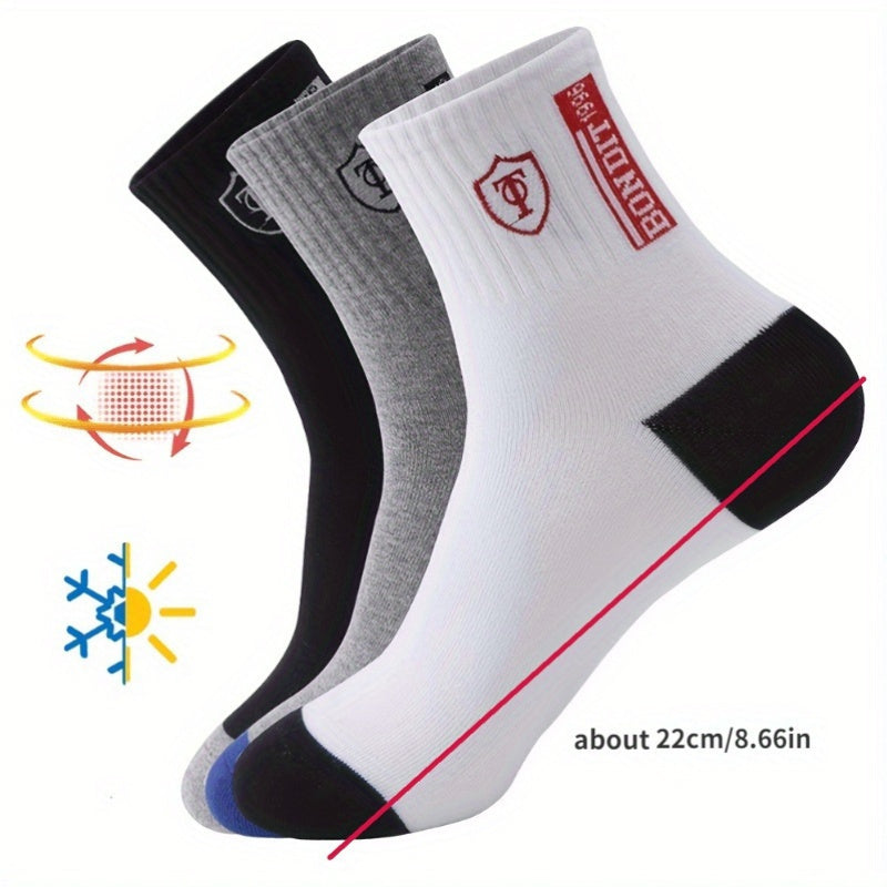 6 Pairs Men'S Cotton Blend Athletic Socks - Absorbent, Embroidered Crest Design, Ankle Length, Hand Wash Only, Athletic Socks|Crest Embroidery| Construction