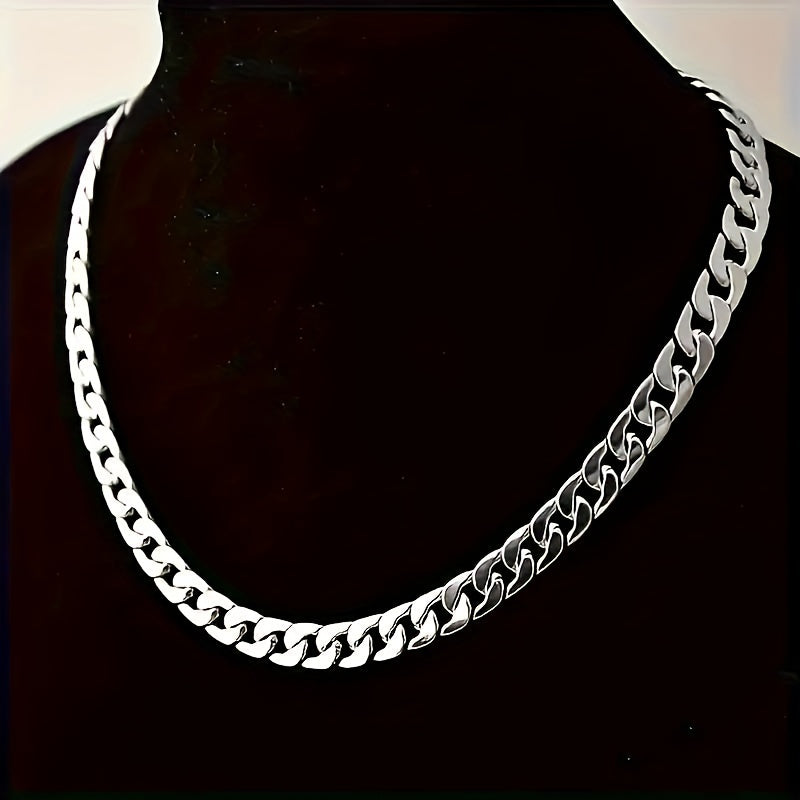 Cuban necklace made of 925 925 Silver Plated, fashionable street style, trendy wearable choice, prevent allergies, perfect holiday gift, complimentary beautiful packaging box