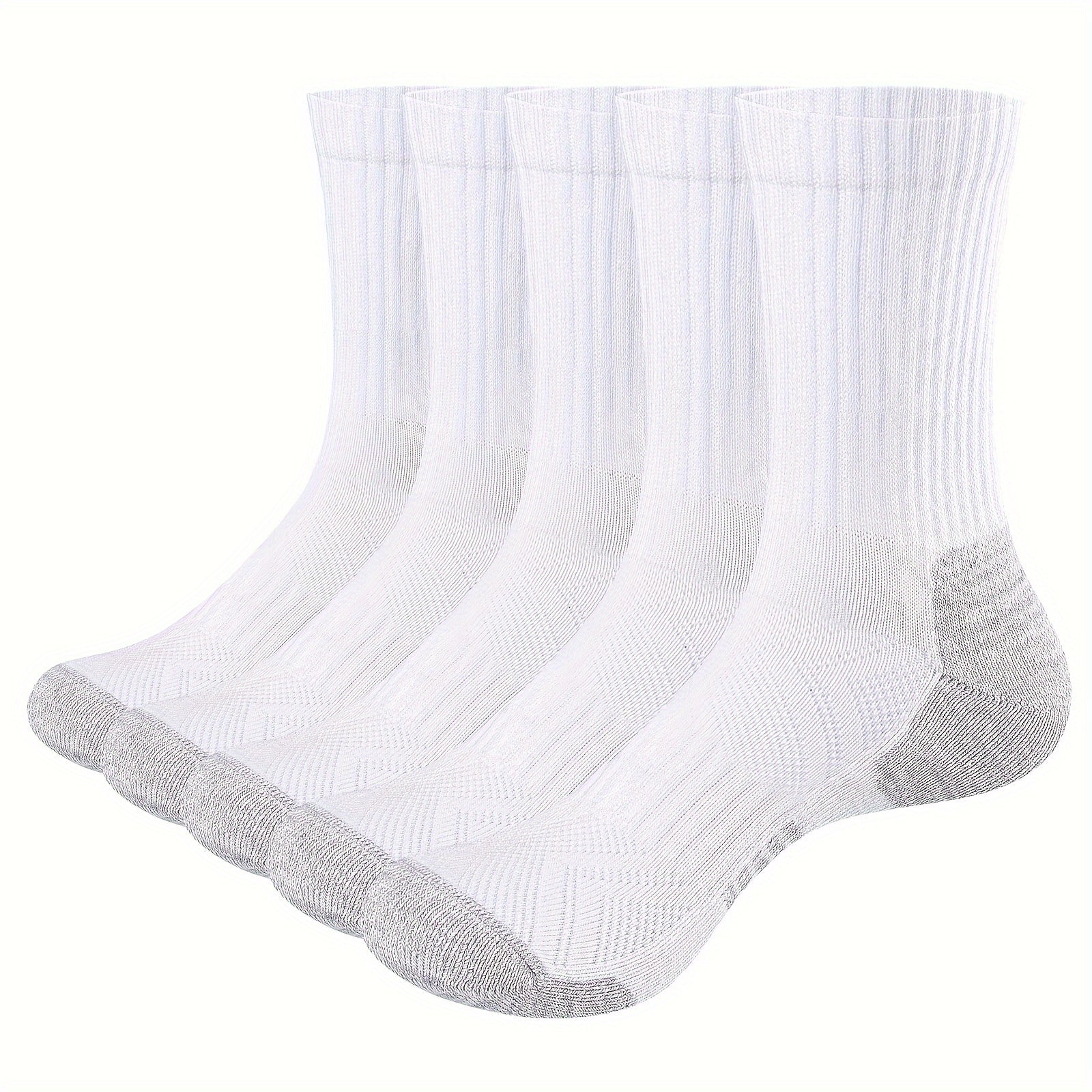 5 Pairs YUEDGE Mens Cushioned Crew Socks Performance Moisture Wicking Training Athletic Socks For Men 6-13