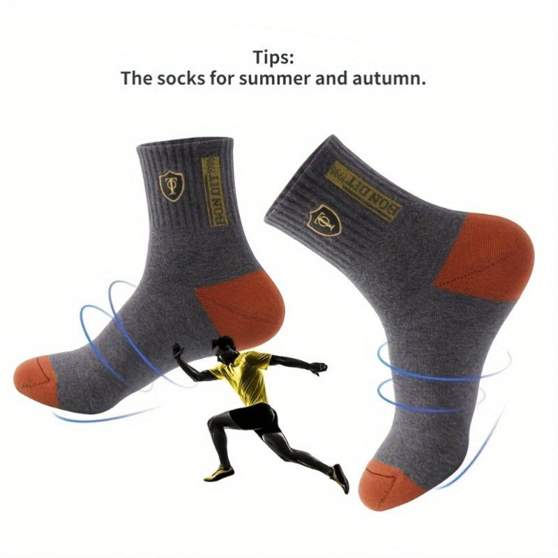 6 Pairs Men'S Cotton Blend Athletic Socks - Absorbent, Embroidered Crest Design, Ankle Length, Hand Wash Only, Athletic Socks|Crest Embroidery| Construction