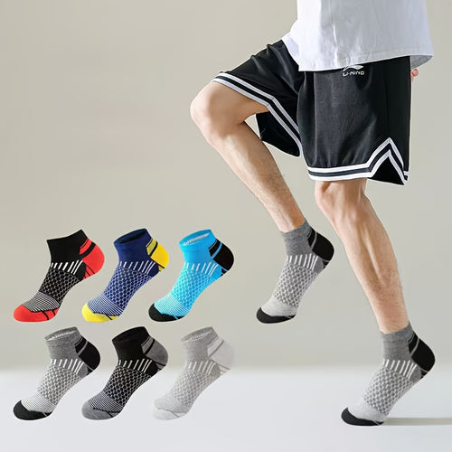 10-Pack Men'S Ankle Socks, Color Block, Moisture-Wicking Breathable, Comfortable Casual Sports Socks, Knit Polyester (88%) Elastane (12%), Hand Wash\u002FDry Clean